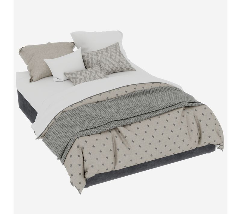 Cadre De Lit Moderne 140x200 Cm Gris En Velours Hollandais Avec Pistons Pneumatiques