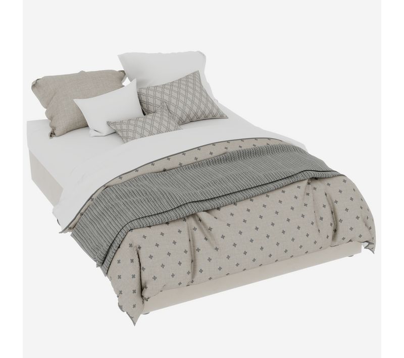 Lit Moderne Minimaliste 140x200 Cm En Velours Beige Avec Rangement à Vérins