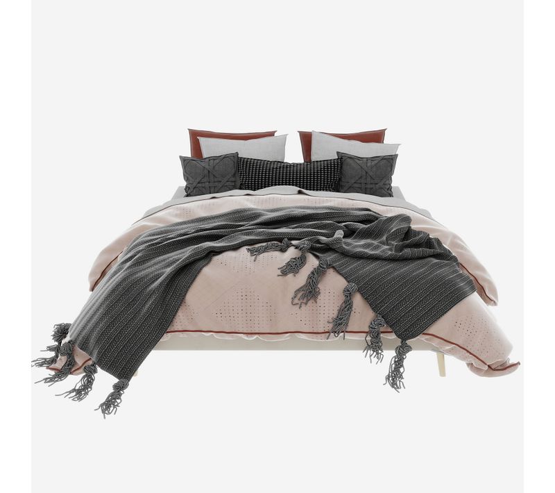 Cadre De Lit Beige 160x200 cm En Velours Hollandais, Design Minimaliste