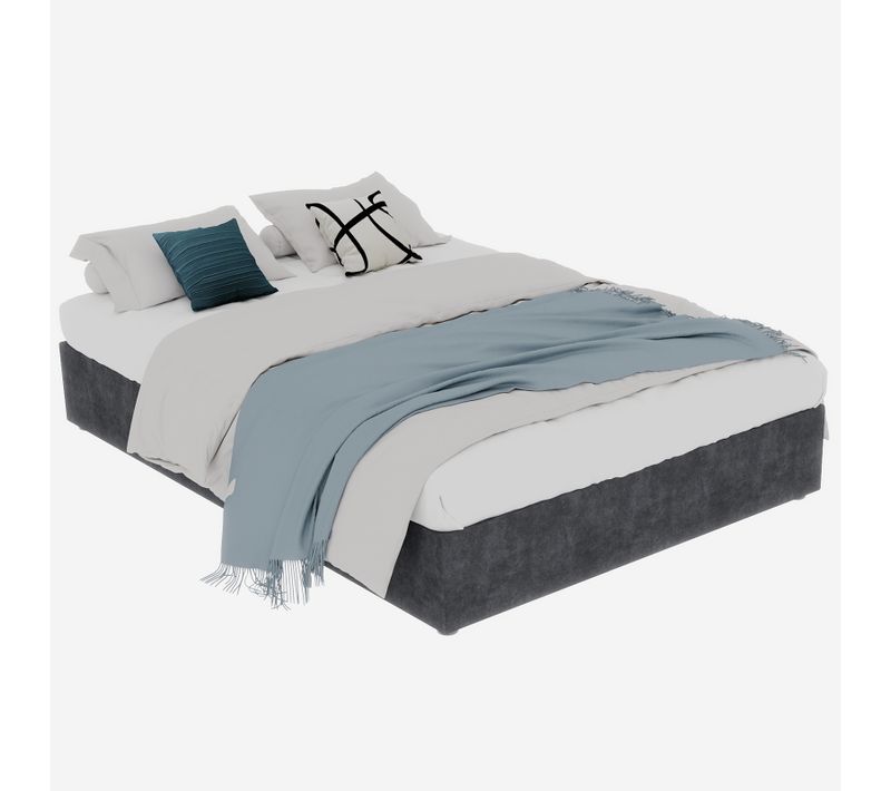 Lit Moderne 140x200 Cm Avec Tissu Velours Hollandais Et Rangement à Vérin