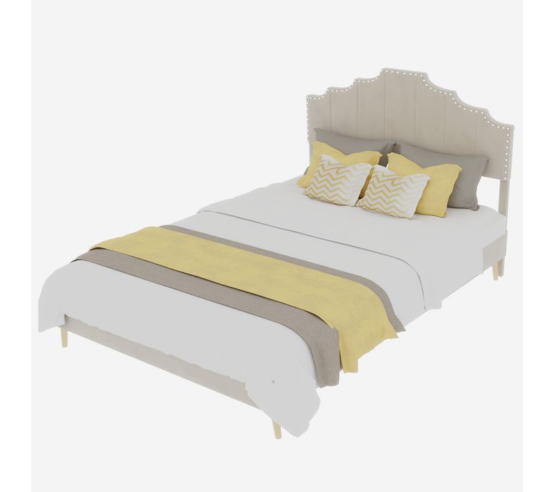 Lit Moderne 160x200 Cm Avec Tête De Lit Rembourrée Et Design Minimaliste