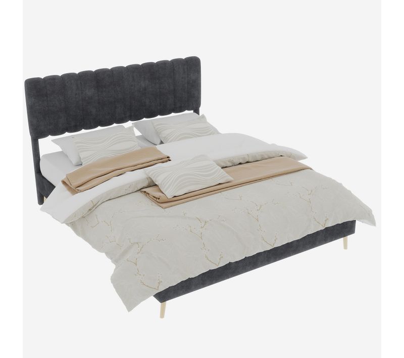 Lit Minimaliste 160x200 Cm Gris Avec Tête Rembourrée Et Design Épuré