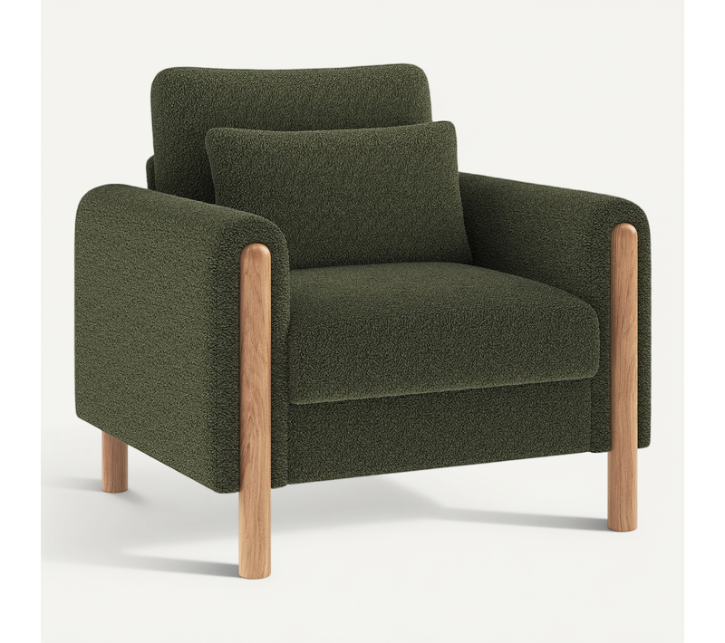 Fauteuil Moderne Avec Accoudoirs, Coussin épais Et Assise Confortable Vert