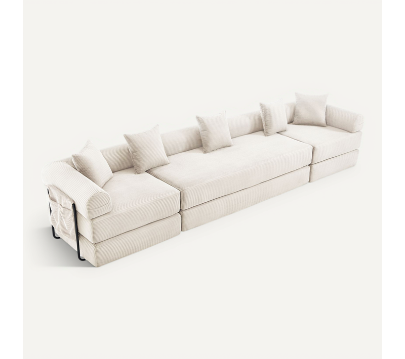 Canapé Familial Modulable Beige Avec Rangement Et Montage Facile