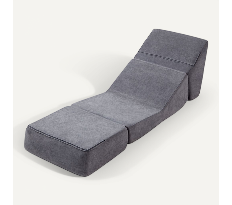 Canapé-lit Pliable Compact Pour Adultes, Mini Lounge Gris, Matelas Triple