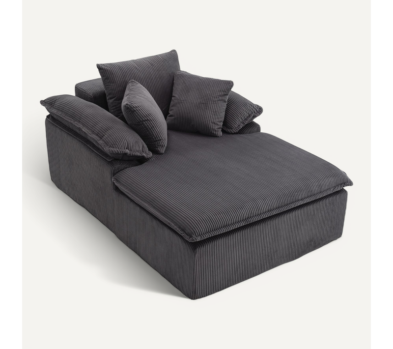 Fauteuil Compressé En Velours Côtelé - Gris