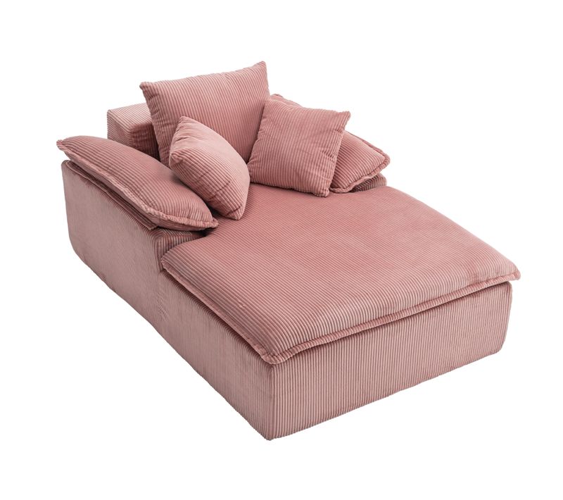 Fauteuil Compressé En Velours Côtelé - Rose