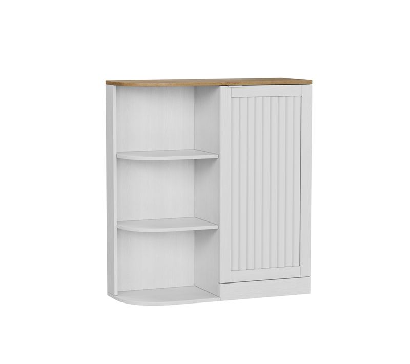 Meuble D’angle 68 Cm Avec étagères Réglables Et Portes, Blanc Et Chêne
