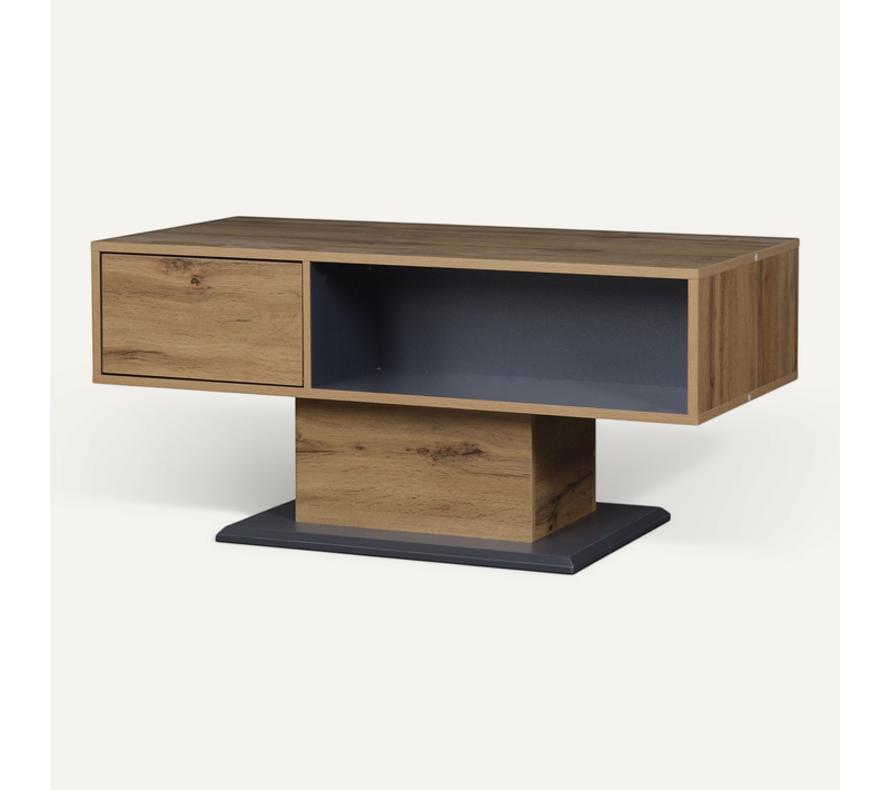 Table Basse Moderne Avec Double Rangement, Grand Compartiment Et Intérieur Pratique