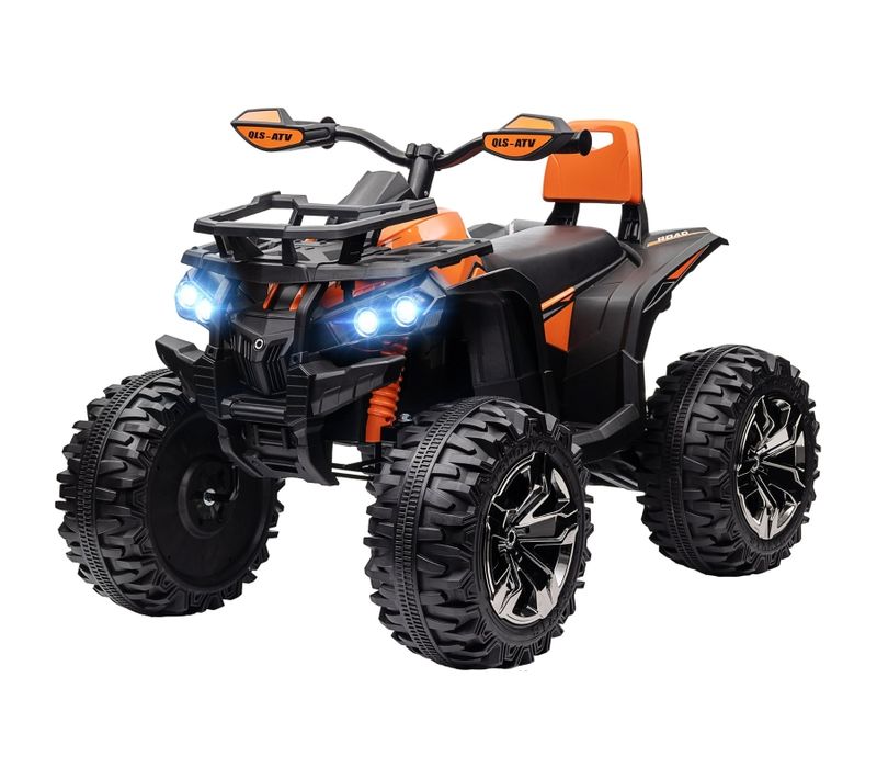 Quad électrique Enfant 12v, LED, Mp3 Et Roues Tout-terrain, Orange