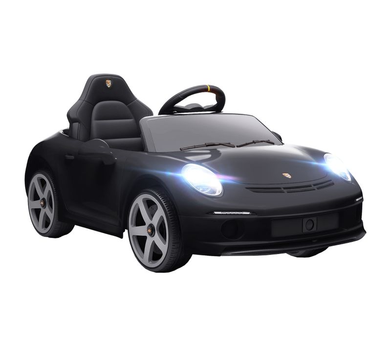 Voiture Électrique Ruf Gt Noire Pour Enfants, Télécommandée Et Musicale