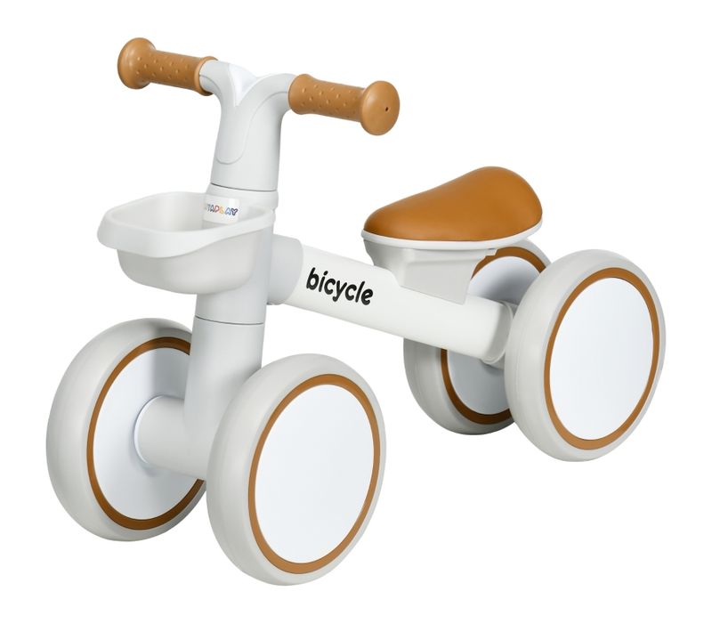 Draisienne Enfant 1-3 Ans, Siège Réglable, Roues Silencieuses, Brun/blanc