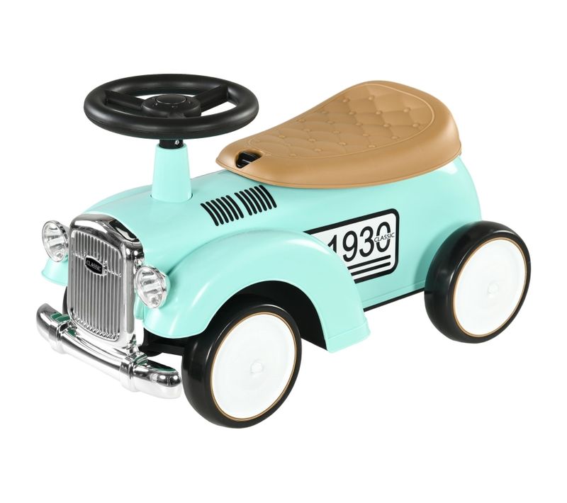 Voiture à Pousser Enfant Vintage Verte Avec Coffre Et Sécurité 12-36 Mois