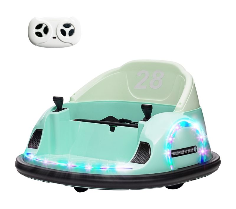 Voiture Tamponneuse Électrique Enfant 12v Verte Avec Musique Et Lumières LED