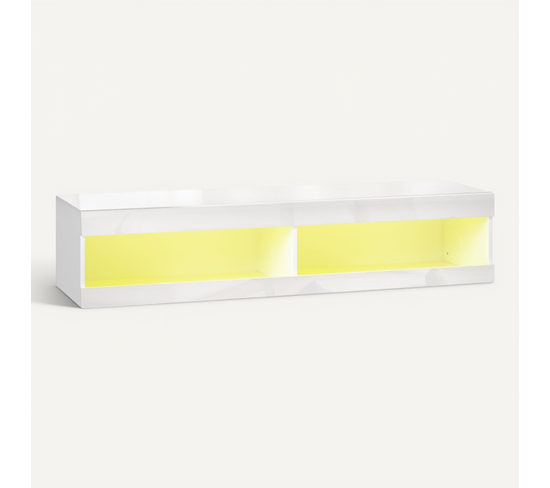 Meuble TV mural  140 Cm Avec Éclairage LED Rgb Et Rangements Ouverts