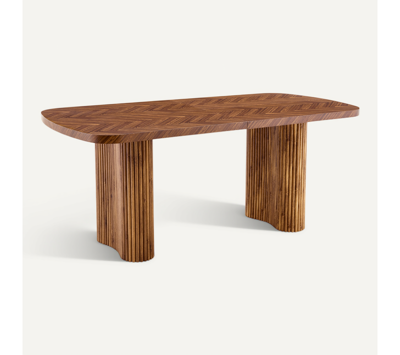 Table à Manger 180x90 Cm Bois Noyer Avec Pieds En Arc