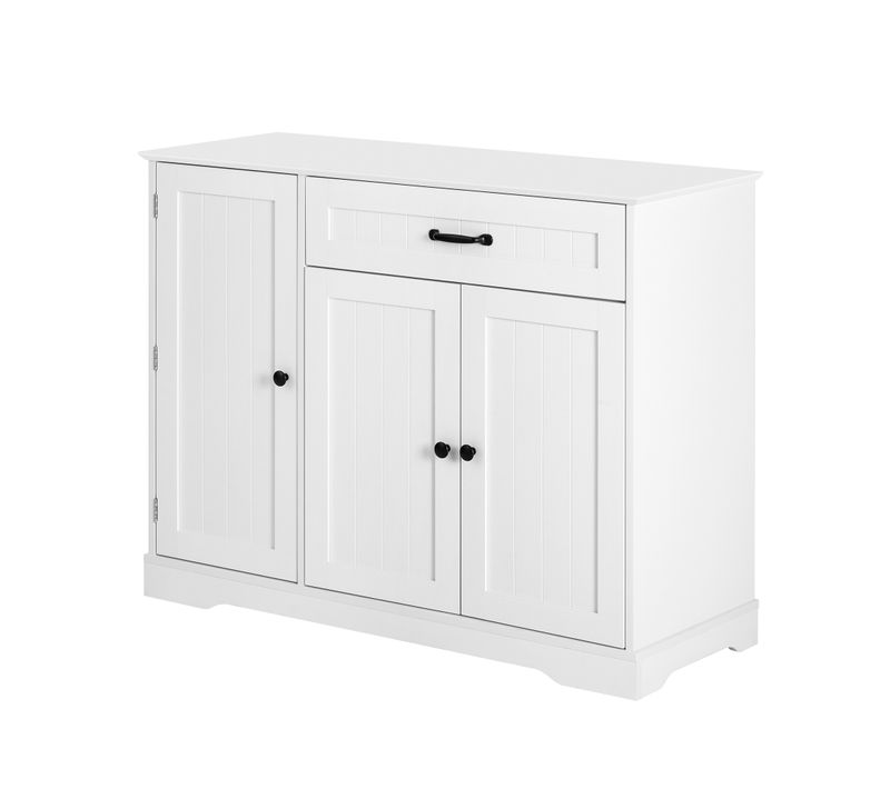 Buffet Moderne Blanc à 3 Portes Et 1 Tiroir, Design Élégant Pour Séjour