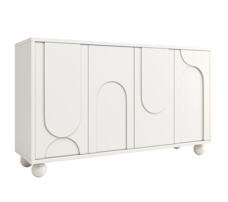 Buffet Blanc Moderne 120×35×71 Cm Avec Plateau Réglable Et Anti-basculement