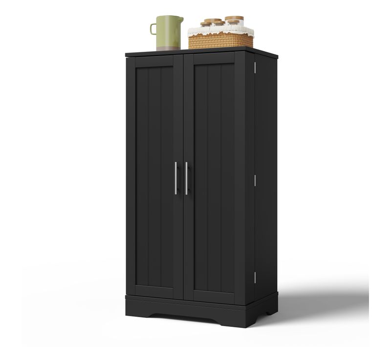 Buffet De Cuisine Noire 120×60×40 cm Avec LED Et Rangements Ajustables