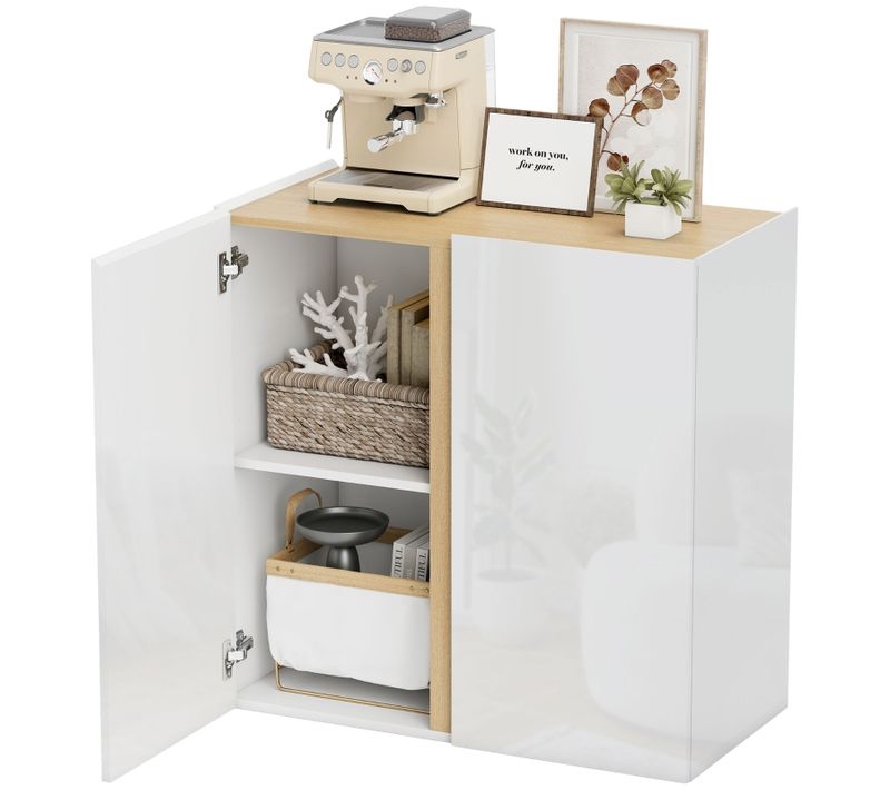 Buffet Blanc Moderne Avec Portes Soft-close Et Étagère Réglable 80×40×80 Cm