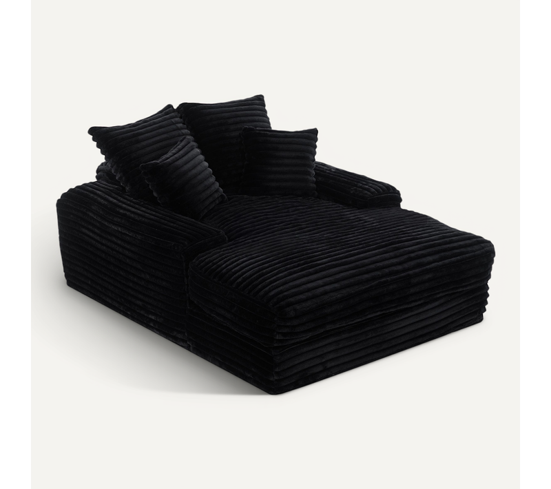 Canapé En Velours Côtelé Avec 4 Coussins, Sofa-lit Confortable Sans Montage, Noir