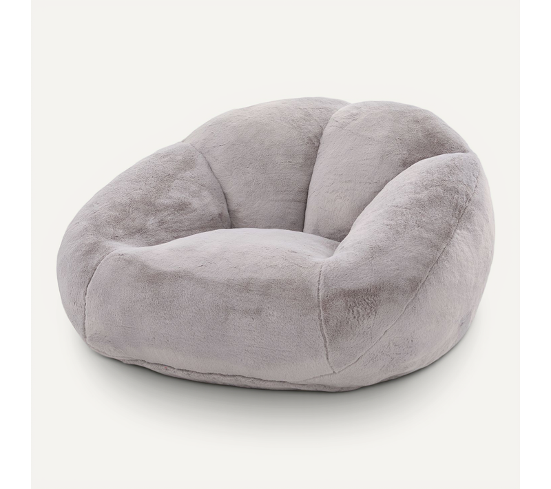 Fauteuil En Velours Pelucheux Avec Mousse Mémoire, Siège Confortable Antidérapant, Gris Clair