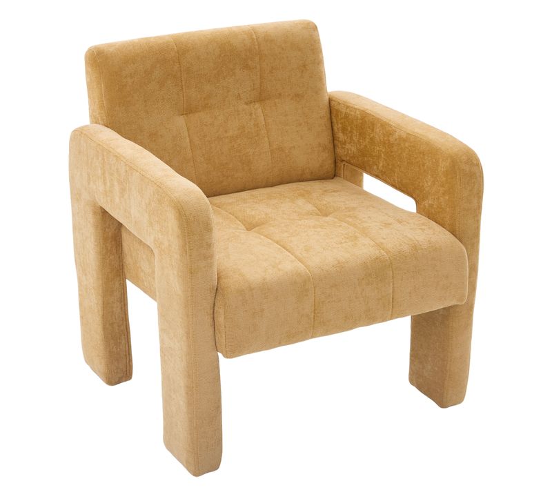 Fauteuil Nordique Minimaliste En Chenille Jaune, Confortable Et Polyvalent Pour Salon Et Bureau