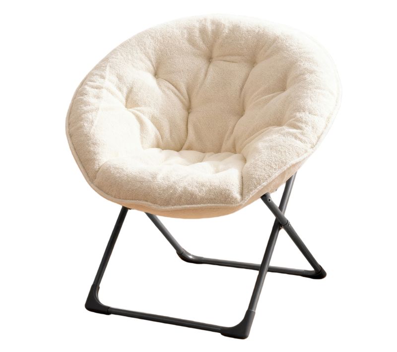 Fauteuil Pliant En Laine D’agneau, Confortable Et Portable, Idéal Pour Chambre Et Extérieur, Beige