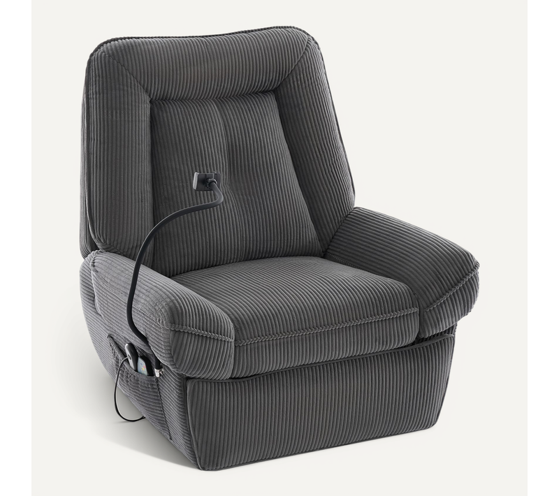 Fauteuil TV électrique Gris Avec Massage, Chauffage, Pivot 360° Et Port USB