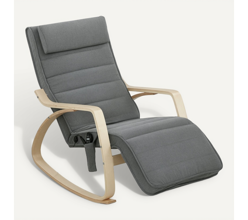 Fauteuil à Bascule Avec Massage Et Chauffe-lombaire, 3 Modes, Tissu Gris