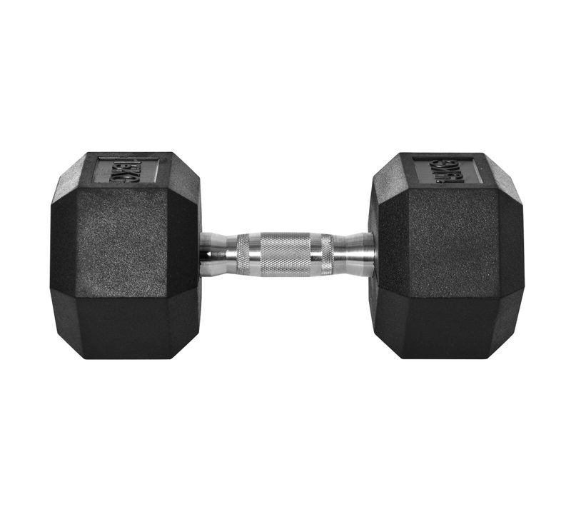 Haltère Hexagonale 15 Kg En Fonte Avec Revêtement Caoutchouc Et Poignée Crantée