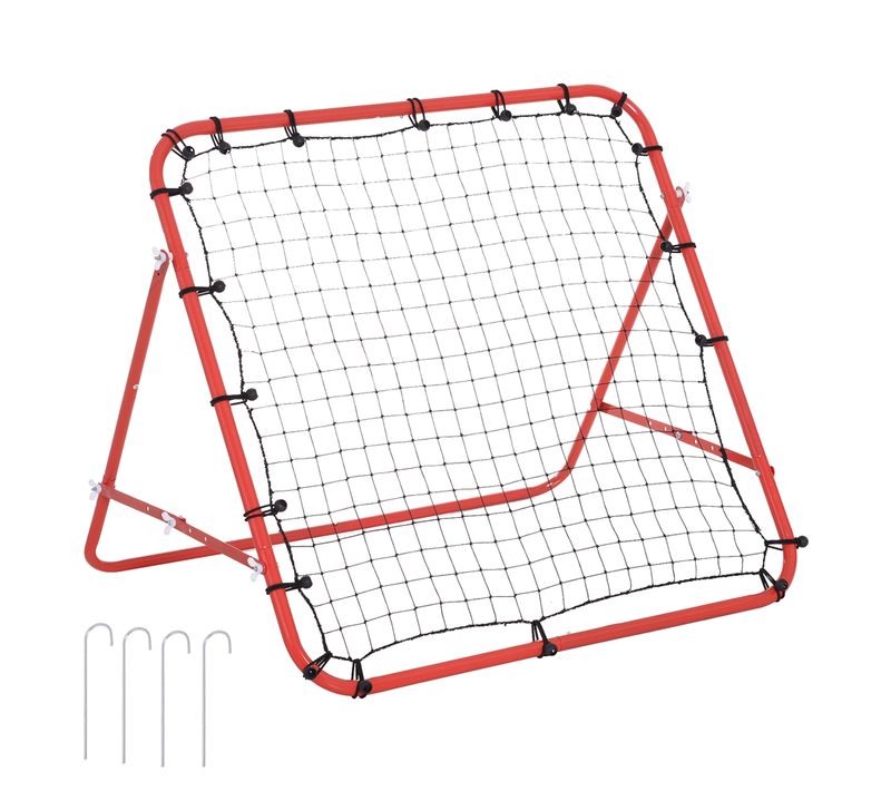 Rebondisseur De Football Pliable 96x80x96 cm, Filet Ajustable Rouge-noir Pour Entraînement