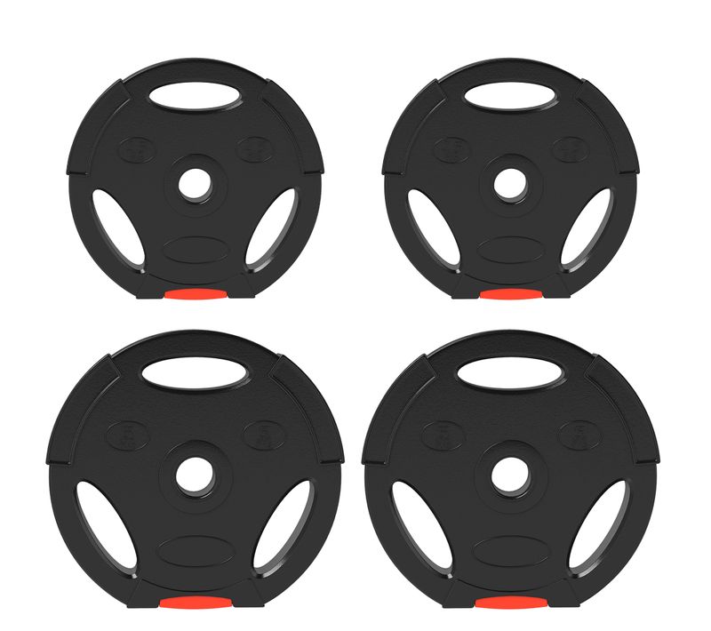 Set De 4 Disques De Musculation 2,5 Et 5 Kg Pour Barre D.2,5 Cm, Noir
