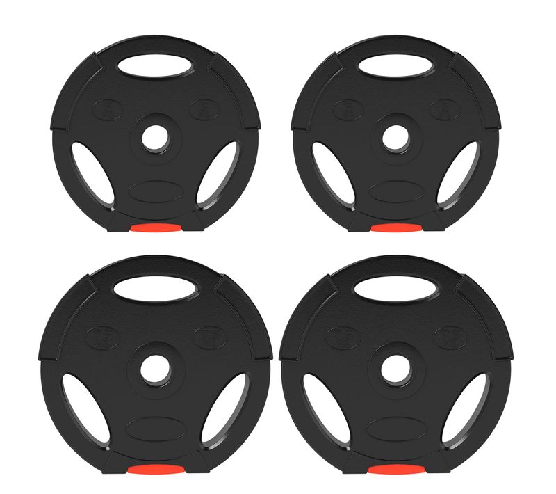 Set De 4 Disques De Musculation 5 Et 7,5 Kg Pour Barre Ø2,5 Cm, Noir