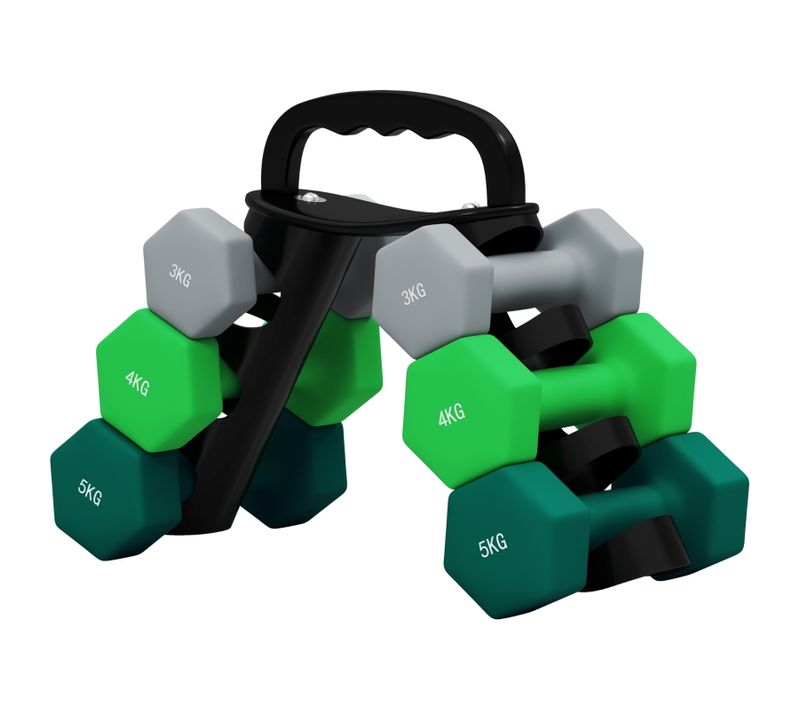 Lot De 6 Haltères Hexagonales Avec Support, 3-5 Kg Pour Fitness à Domicile