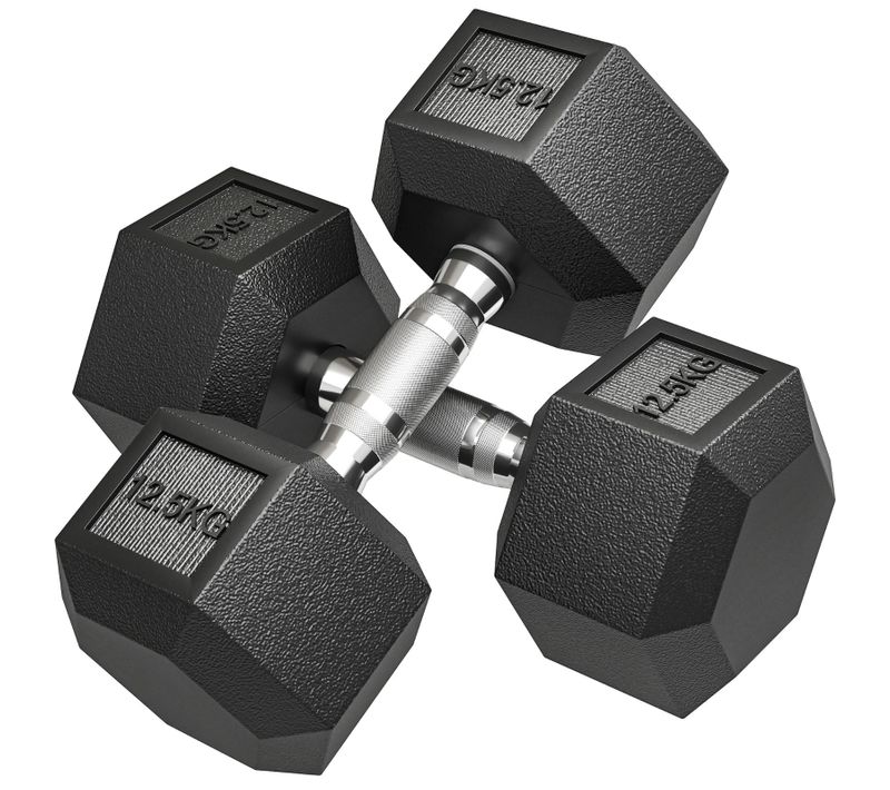 Set De 2 Haltères En Fonte 12,5 Kg, Hexagonales Et Grip Sécurisé, Maison Et Gym