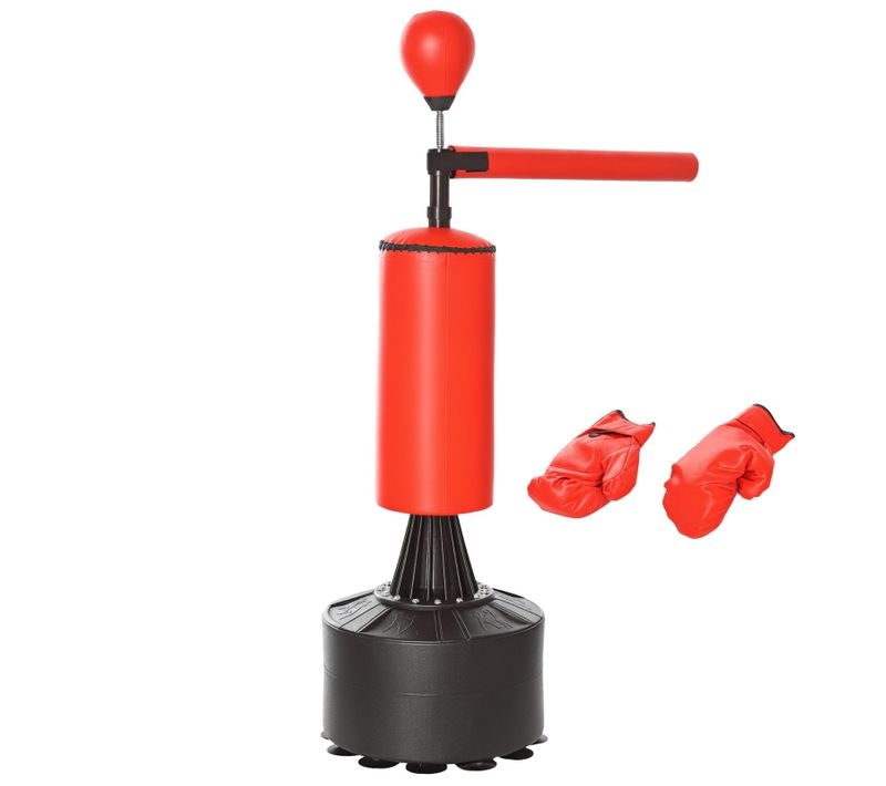 Sac De Boxe Sur Pied Avec Balle Réflexe, Rotation 360°, Base Stabilisée, 155-205 Cm