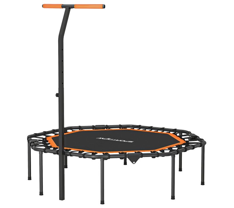 Trampoline Fitness Pliable Avec Poignée Réglable, Silencieux Et Stable, Intérieur, Orange