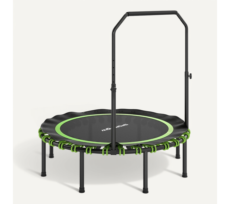 Trampoline Fitness Pliable Avec Poignée Réglable, Intérieur Et Extérieur, Vert, Stable Et Silencieux