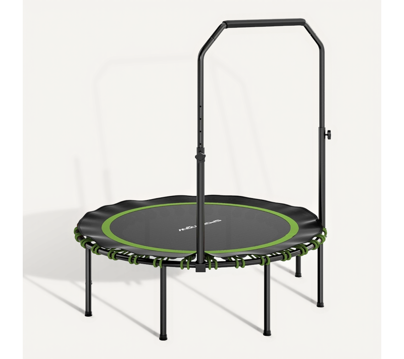 Trampoline Fitness Pliable Avec Poignée Réglable Pour Intérieur Et Extérieur, Vert Et Noir