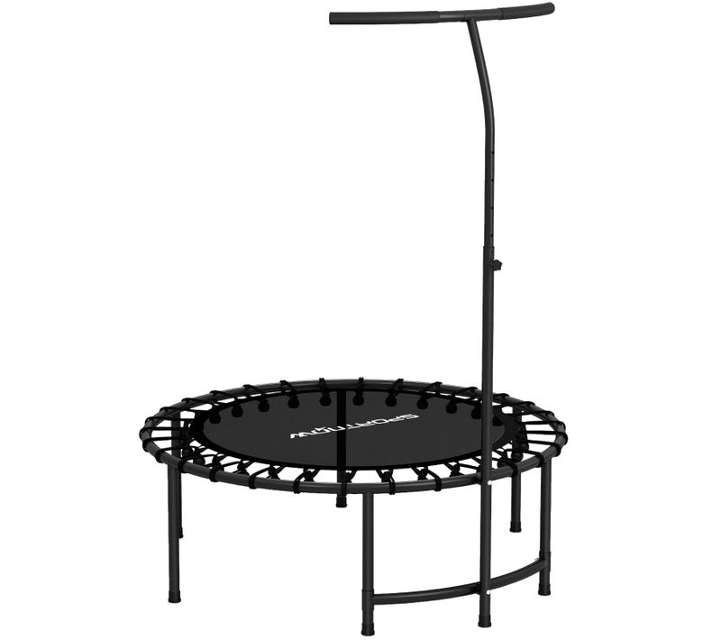 Rebounder-trampoline Avec Poignée Réglable 5 Niveaux, Mini Trampoline Noir Pour Fitness
