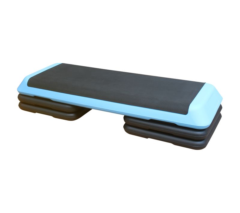 Plateforme De Step Aerobic Réglable 3 Hauteurs 110 Cm Pour Cardio Et Renforcement, Bleu