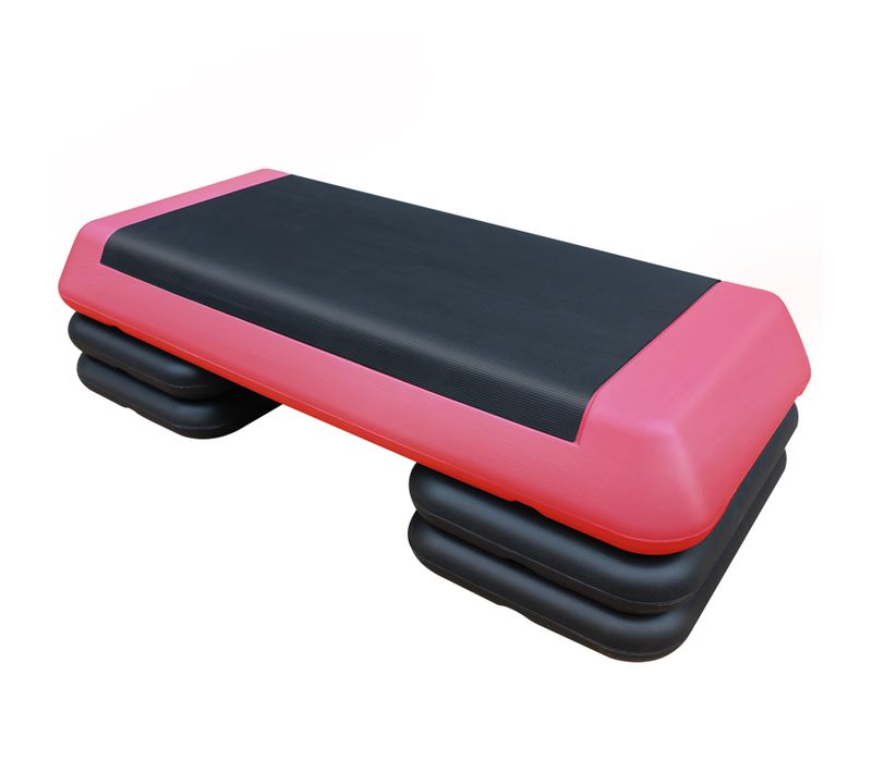 Stepper Aerobic Réglable 76 Cm Avec 4 Risers Pour Fitness Et Cardio, Rouge