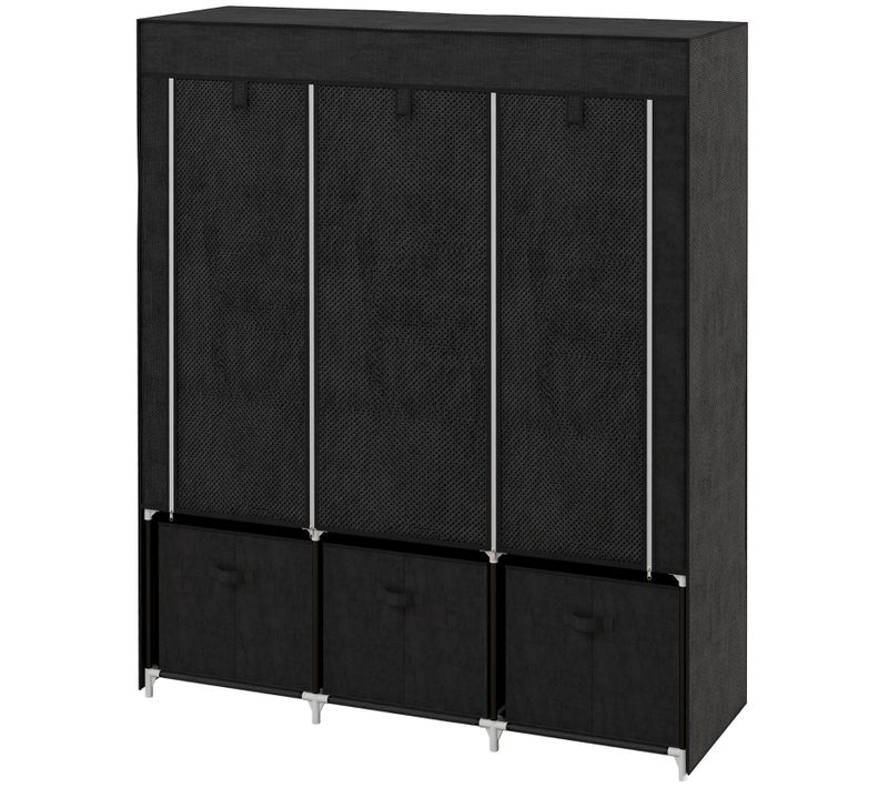 Penderie En Tissu Pliable Avec 3 Tiroirs Et 5 Étagères, Noir, 125x43x162,5 Cm