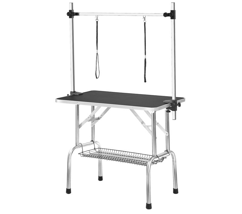 Table De Toilettage Professionnelle Pliable Avec Bras Réglable, Panier Et Laisse, Noire