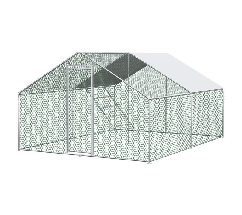 Enclos Extérieur 3x4x2m Pour Poules Et Petits Animaux Avec Toit Étanche Et Serrure