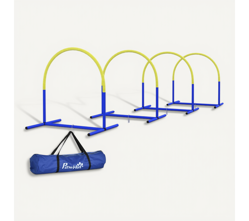 Agility Set 4 Pièces Pour Chiens, Parcours Portable Avec Arches Et Sac De Transport 88x64x95 Cm