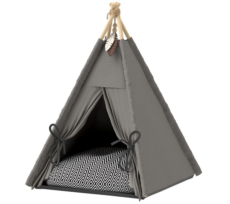 Tipi Pour Chats Et Petits Chiens Avec Coussin Amovible Lavable, 60x60x76 Cm