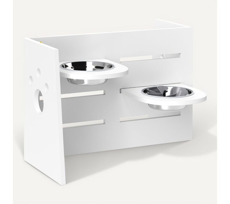 Gamelle Surélevée Pour Chiens Avec 2 Bols Inox Et Tapis Anti-glouton, Réglable 3 Niveaux