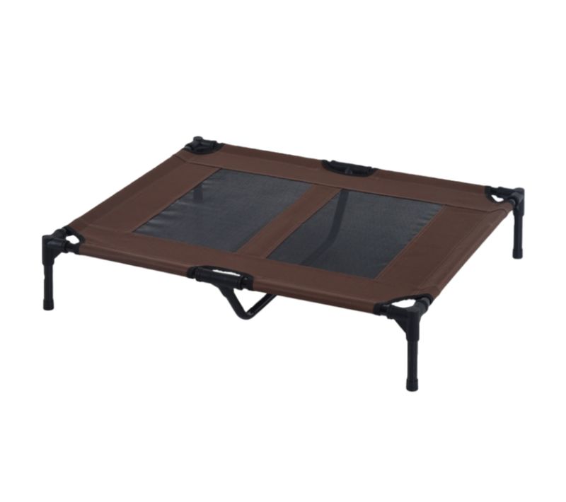 Lit Surélevé Pour Chien Avec Cadre Métal Et Tissu Respirant, Rafraîchissant, 92x76x18 Cm